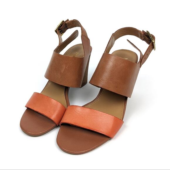 Franco Sarto Burnt Blush The Gothic Leather Block Heel Dress Sandal Size 6 - Picture 2 of 9